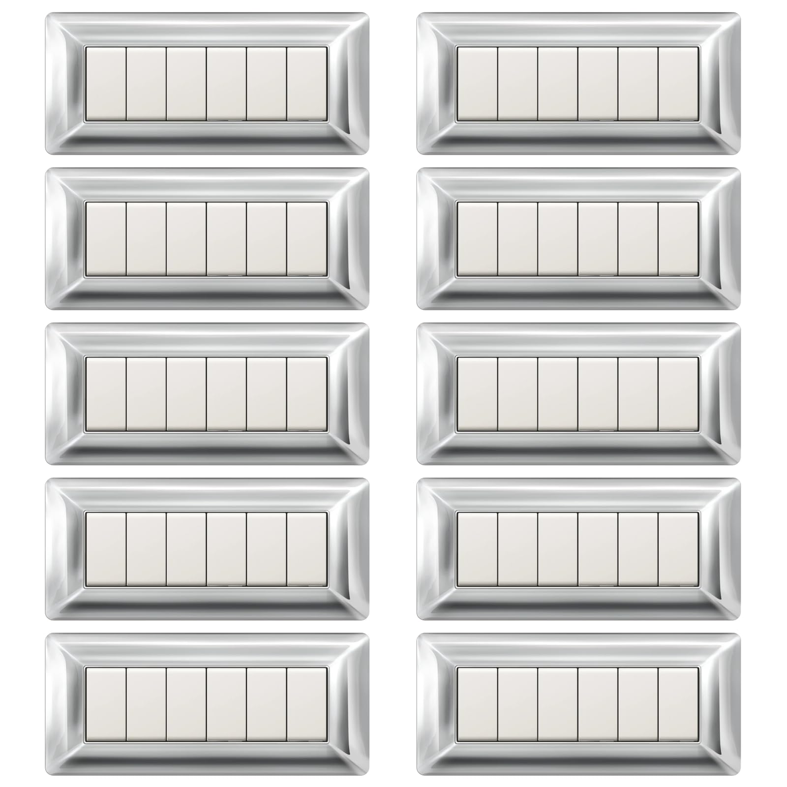 Plaques 6 modules Bticino Matix chrome pour un salon moderne et élégant