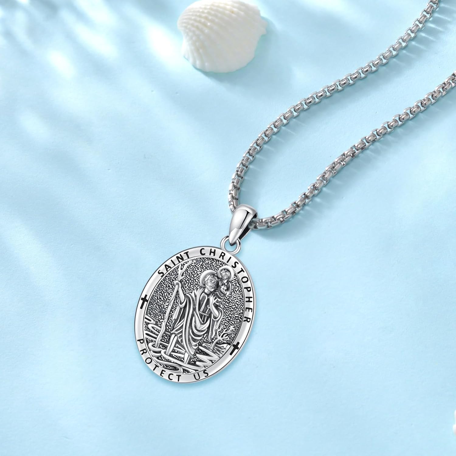 Saint Necklace S925 Sterling Silver Patron St Amulet Medal Protection Pendant Jewelry for Men Women - Image 2