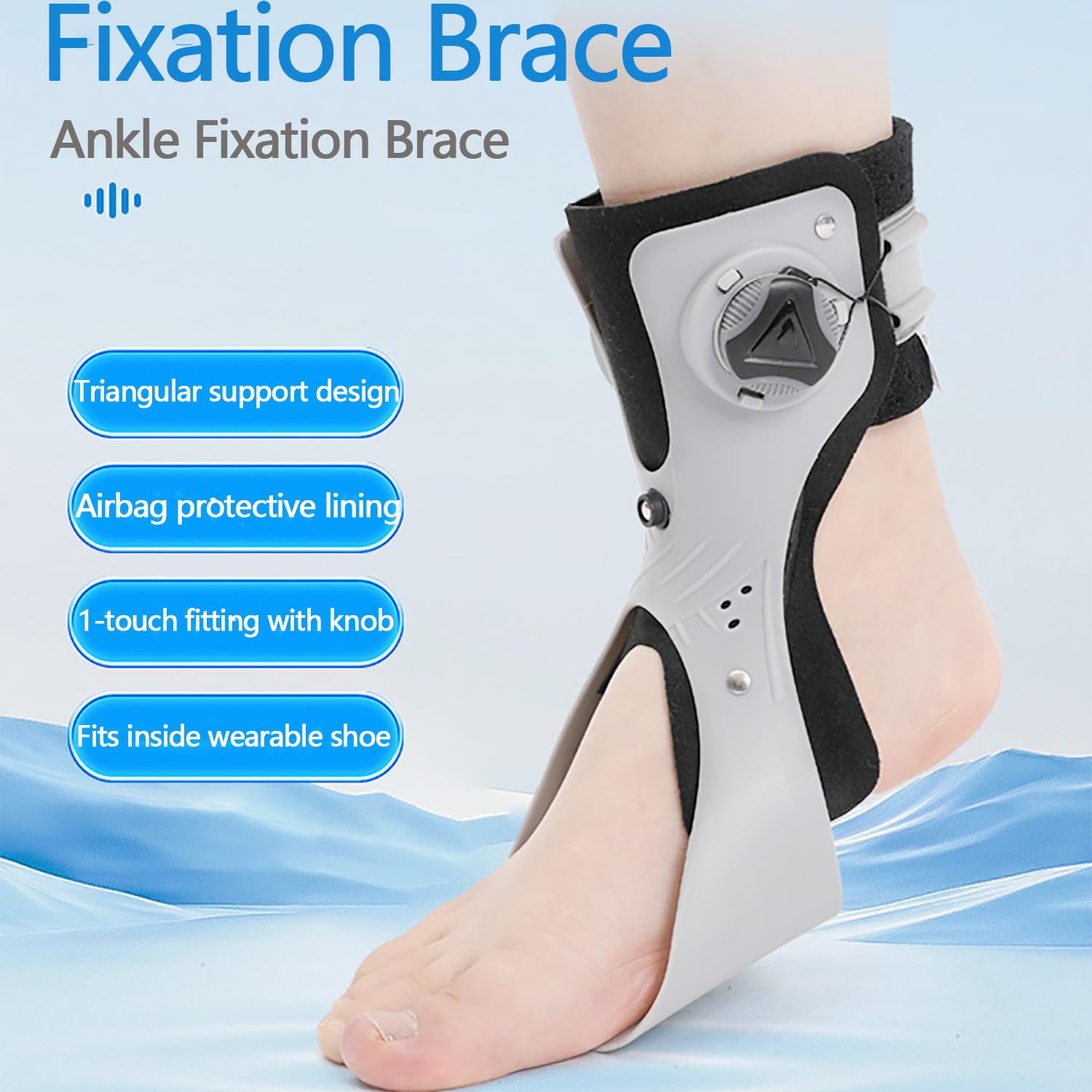 Ortesis De Pie Drop, Estabilizador De Pie Para Caminar, Ortesis De Tobillo Con Forro Protector Airbag, Soporte Triangular Y Diseño Extraíble Para Fascitis Plantar, Voleibol, Esguince De Tobillo