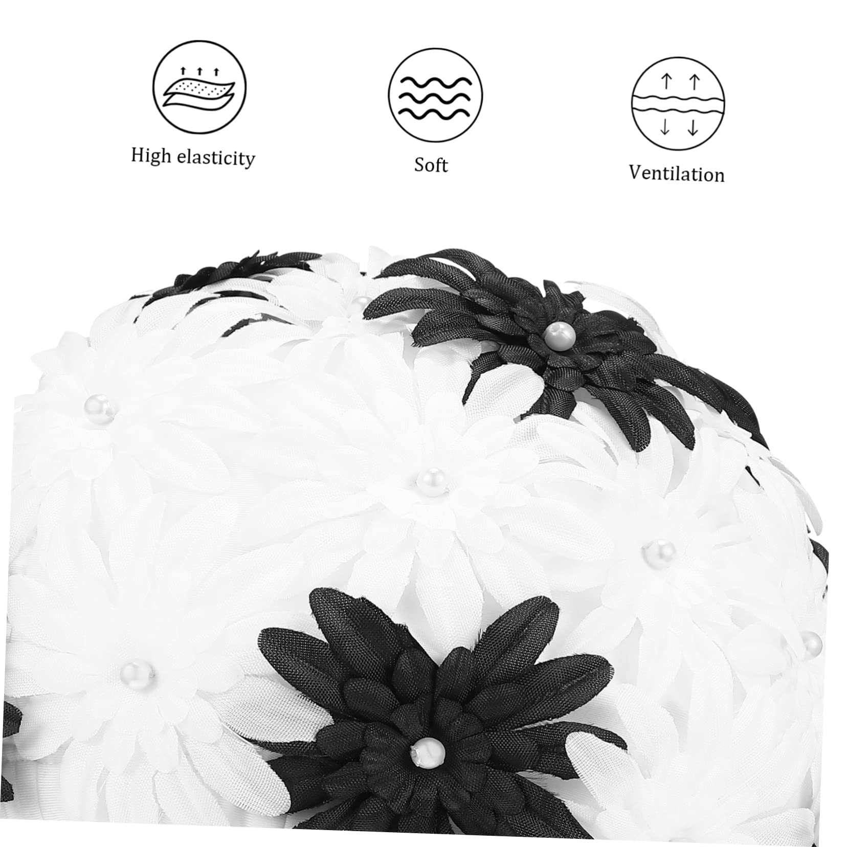 UPKOCH Gorro de Natación Doble Capa para Mujer con Diseño Floral de Perlas Gorro para Actividades Acuáticas y Rafting Sombrero para Exterior y de Blanco y Negro