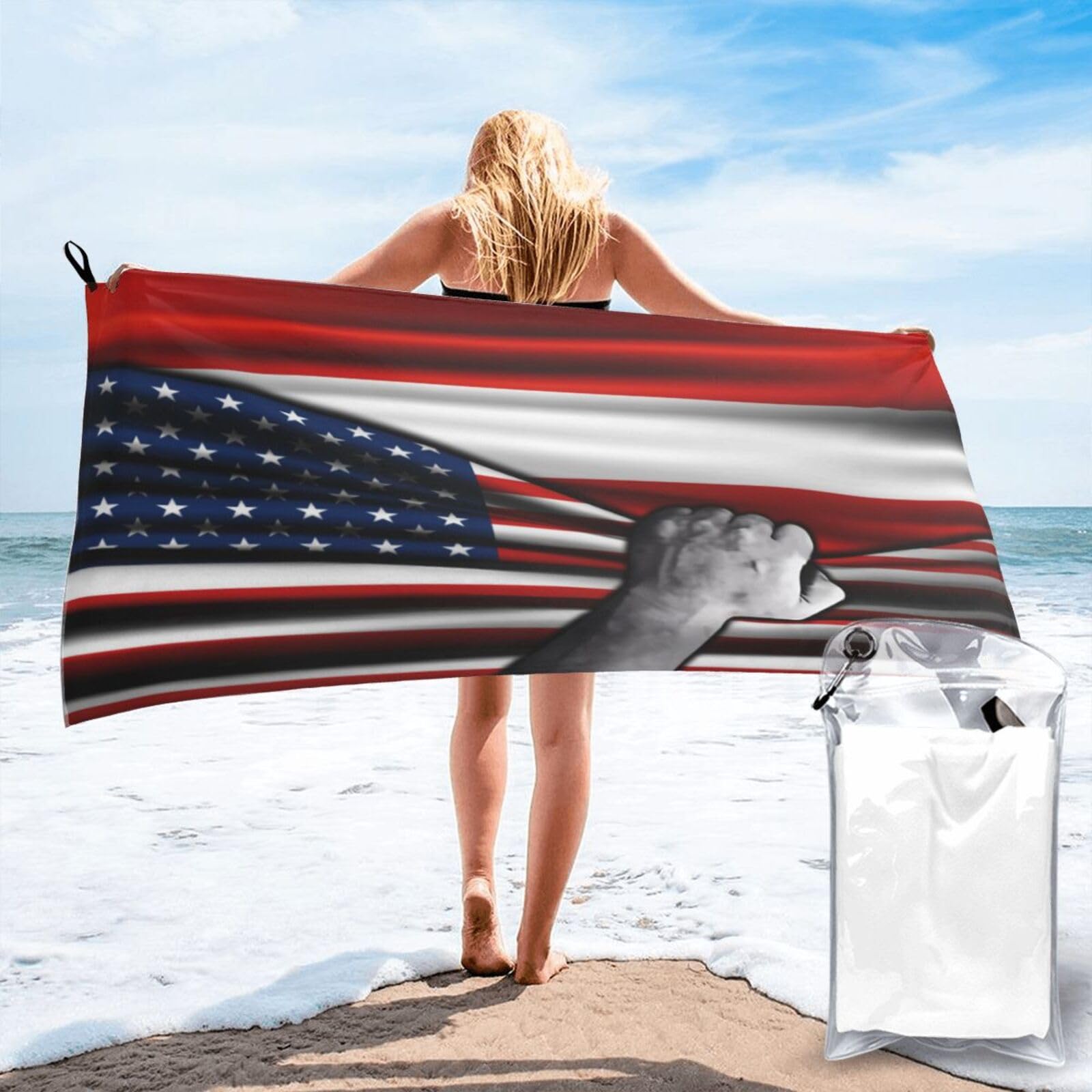 Serviette de sauna drapeau américain et autrichien pour en finir avec le linge lourd