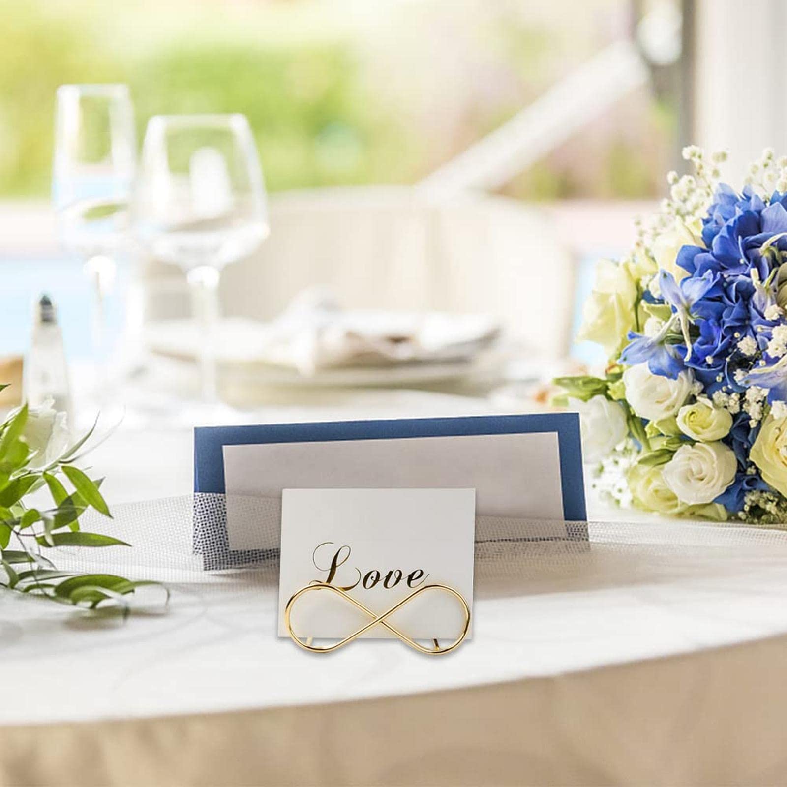 Portanumeri Da Tavolo A Forma Di Cuore - 48 Pezzi In Metallo Oro Rosa Per Matrimoni - Foto 8