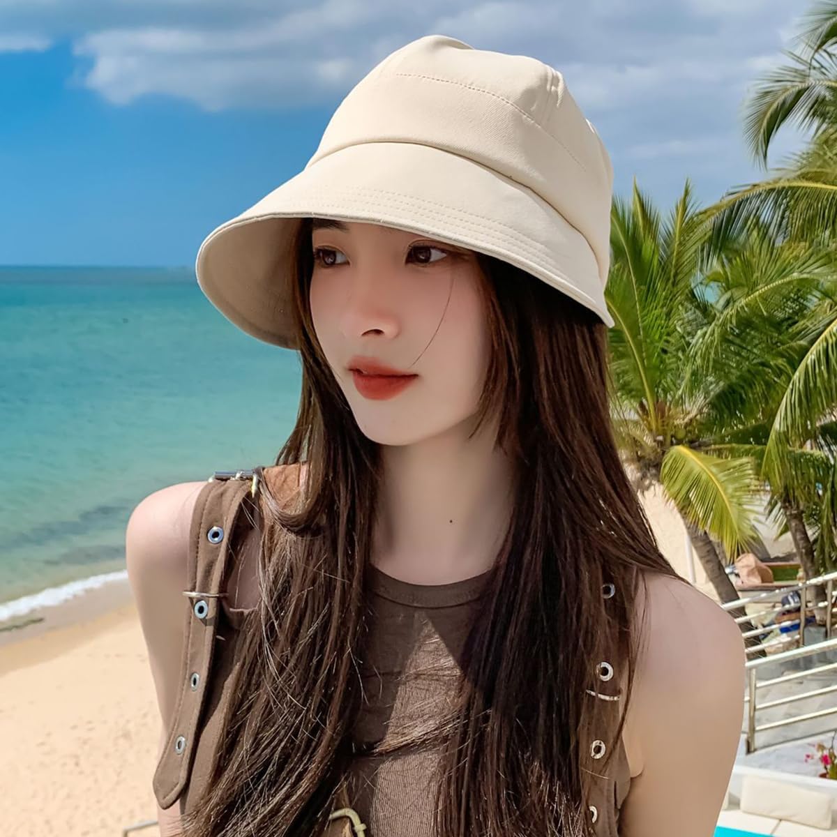 Womens Sun Visor Hats Wide Brim Summer Beach Sun Hat Wide Brim Baseball Cap Beach UV Protection Caps