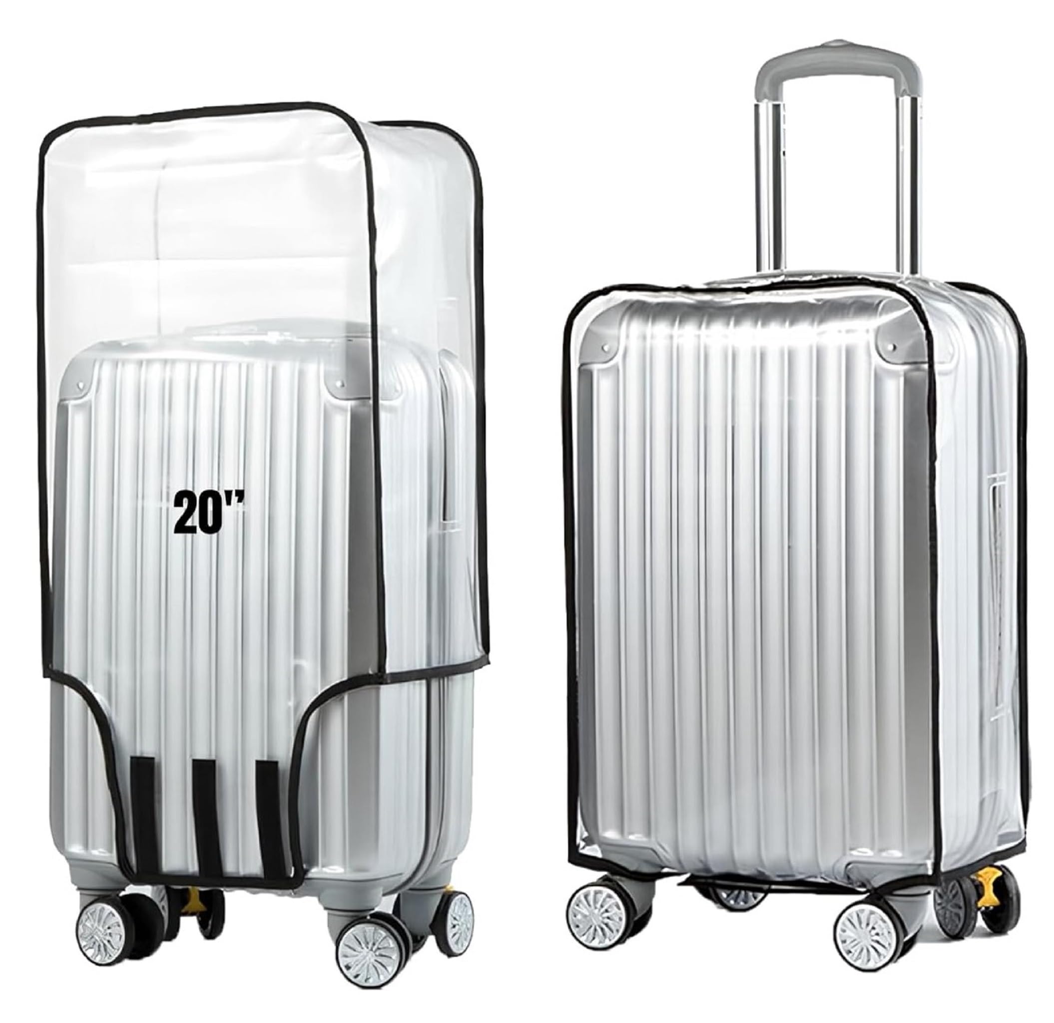 little panda 20 inch Trolley Bag Cover Small Suitcase Cover Transparent Waterproof Dustproof Zippered Clear PVC Luggage Covers (Fits Only on Fiber Plastic Trolley Bag) (Small (20 inch))-picture-52