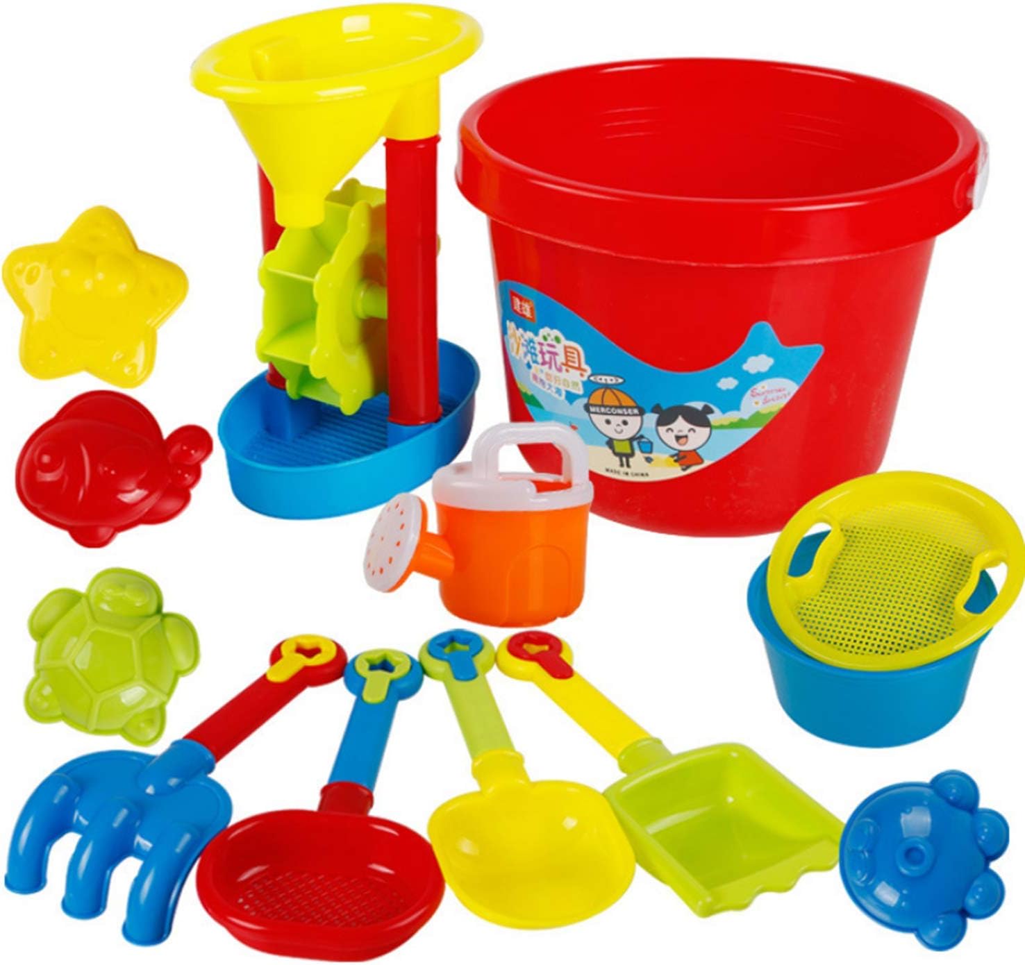 SKEIDO Summer Fun 12pcs Toddler Kids Children Outdoor Sea Sand Beach Bucket Shovel Rake Water Toys Set Classic Baby Water Toy