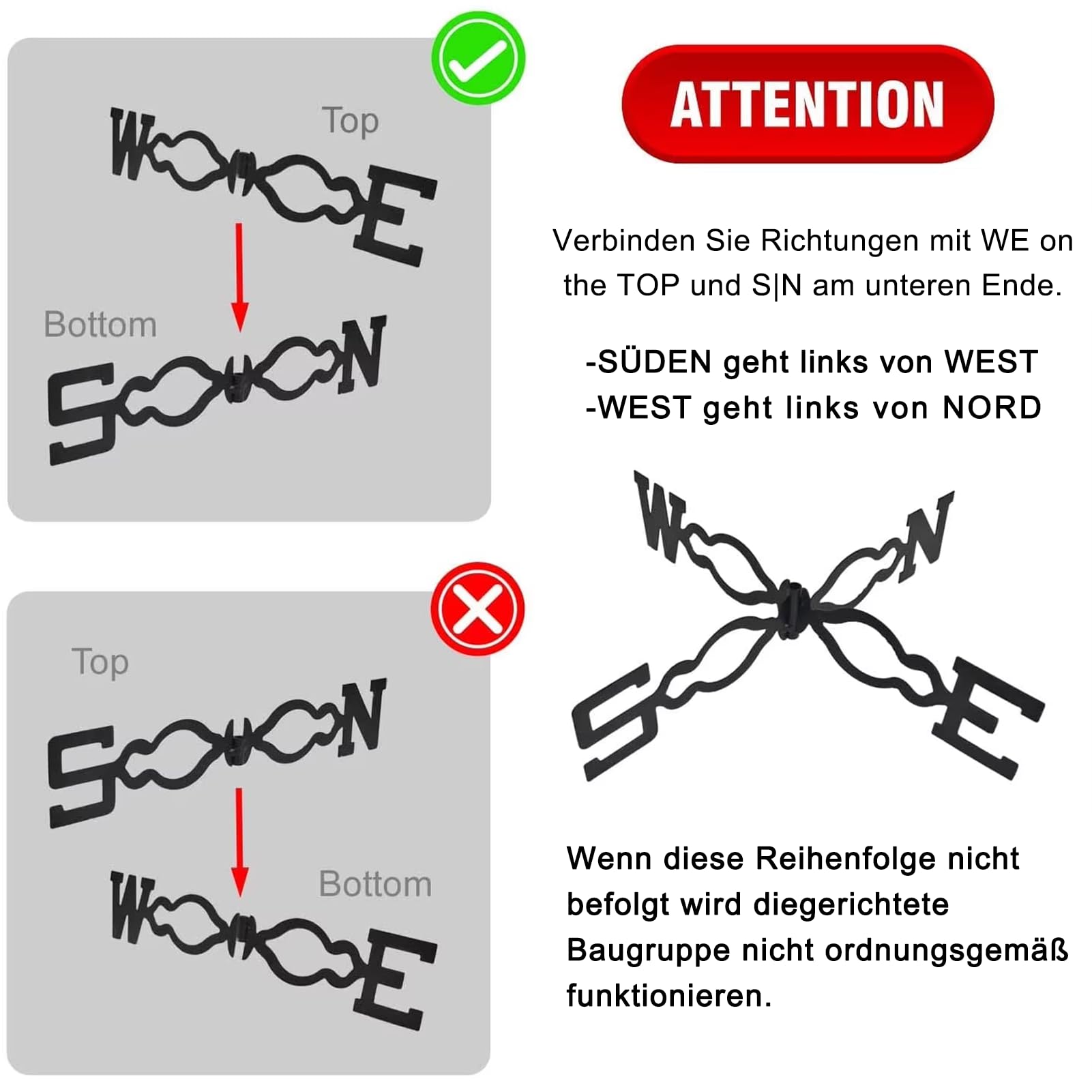 SYFUNLV Metall-Hahn Wind Vane,bunt Hahn-Wetterfahne,35×130cm Metall Windanzeige Hahn Form Dekoration für Garten Hinterhof Wind Direction Indicator und Roof Decoration