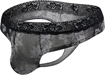 Kerio Mens Bulge Pouch Briefs Sexy Mesh Low Rise Underwear Thong Stretch Hip Briefs Bikini
