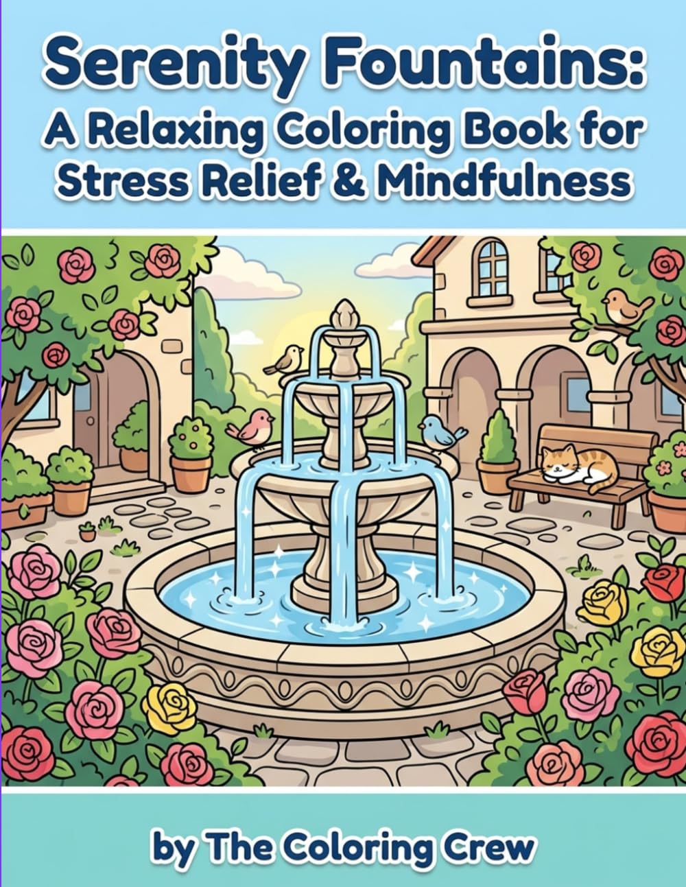 Serenity Fountains: A Relaxing Coloring Book for Stress Relief & Mindfulness: An Adult Coloring Book for Relaxation, Anxiety Relief, Bold & Easy