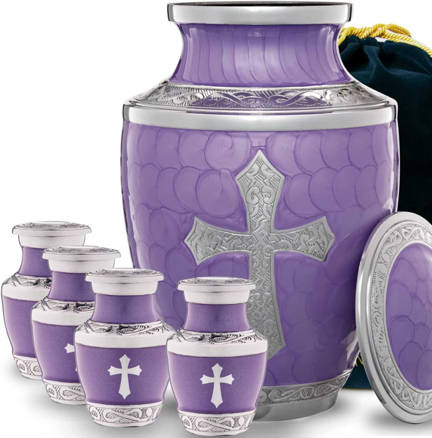 Amazon.com: Large Purple Urn with Cross - with 4 Small Keepsakes : Home ...