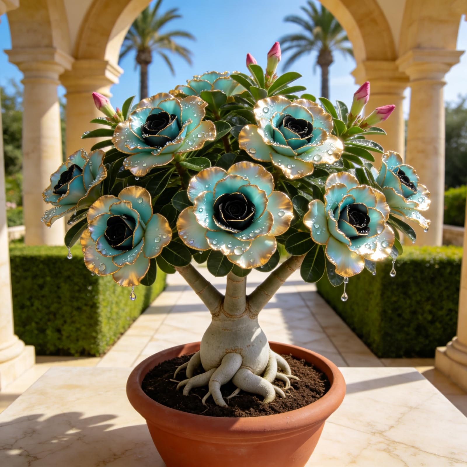 Rosa del Deserto Rara/Perenne Resistente/Rizoma di Rosa del Deserto/Rara/Bassa Manutenzione/Decorazione d'Interni-4bulbi-I