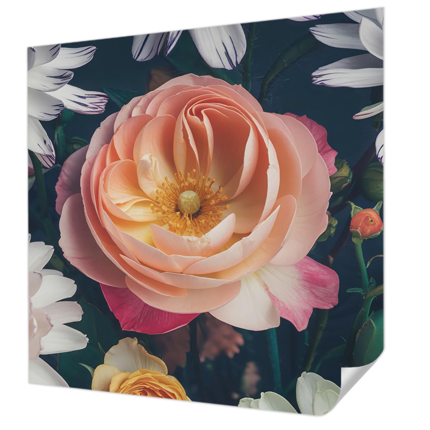 Papier peint adhésif 250x250 pour chambre à coucher au motif floral