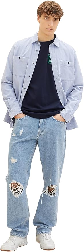 TOM TAILOR Denim T-Shirt Uomo Slim Fit – 1036964 – Cotone Morbido Con Piccolo Logo