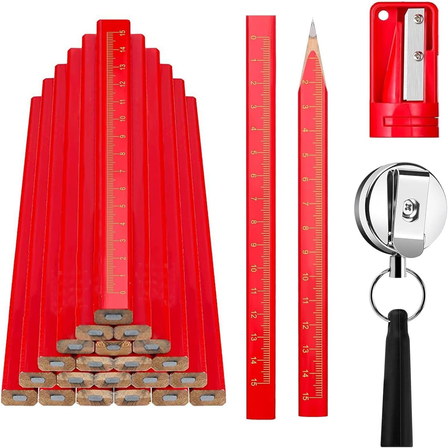 14 Pcs Carpenter Pencil Set,Flat Octagonal Hard Black Carpenter Marking Pencils With Pencil Sharpener Retractable - View #4