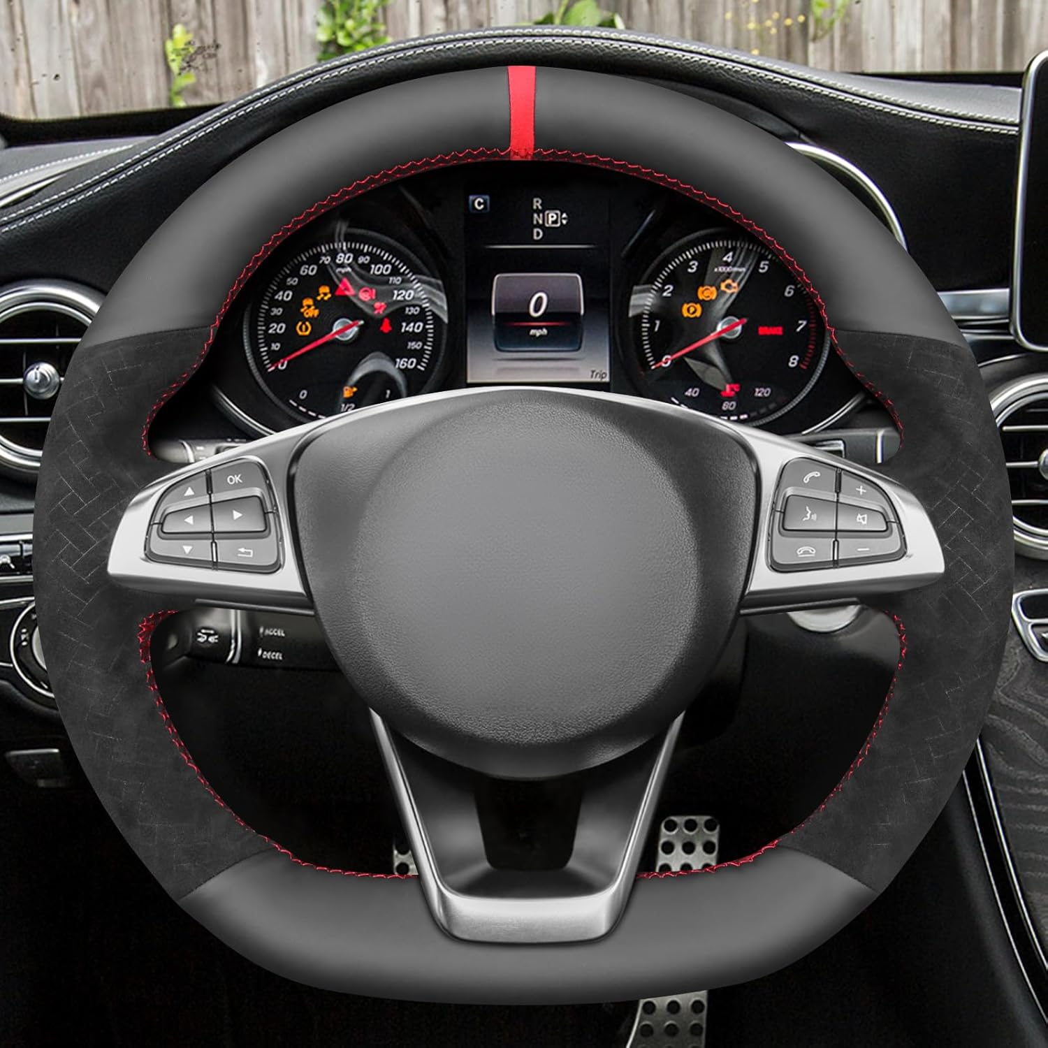 MEWANT Steering Wheel Cover for Benz W205 AMG C43 C117 AMG GLA 45 X156 C218 W213 X253 C253 GLC 43 AMG W166 W222 SLC R172 R231