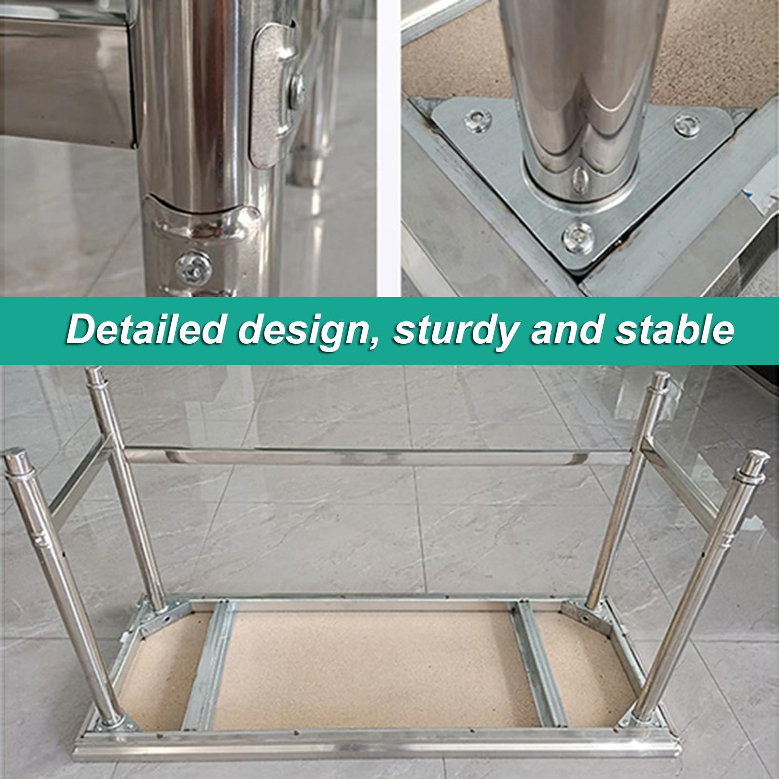 Banco de Trabajo de Acero Inoxidable de un Solo Nivel con Estructura Triangular Estabilizada, Mesa de Preparación Comercial, Mesa de Corte para Restaurante, Mesa de Metal Multifuncional, Esta