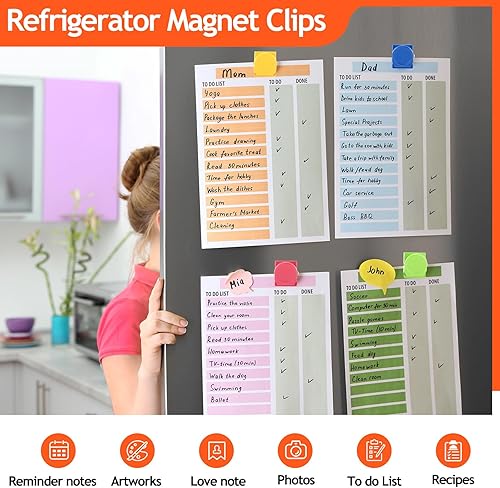 Miniatura 10 de Tenceur 54 clips de imanes para refrigerador, clips magnéticos de metal resistentes para pizarra blanca, clip magnético para casillero, clips para