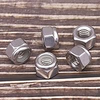 Vista 5 de Tuercas de bloqueo hexagonales con inserto de nailon 1/4-20 Tuercas de seguridad de acero inoxidable (paquete de 200), acabado brillante, acero