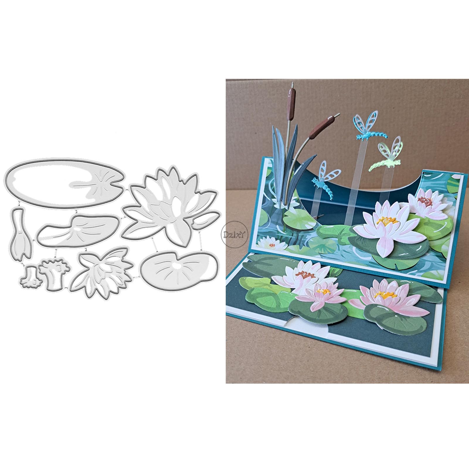 DzIxY Patchwork Lotus Leaves Metal Cutting Dies for Card Making Kit Embossing Paper Die Cuts Set Scrapbook Stencils Supplies Machine Templates