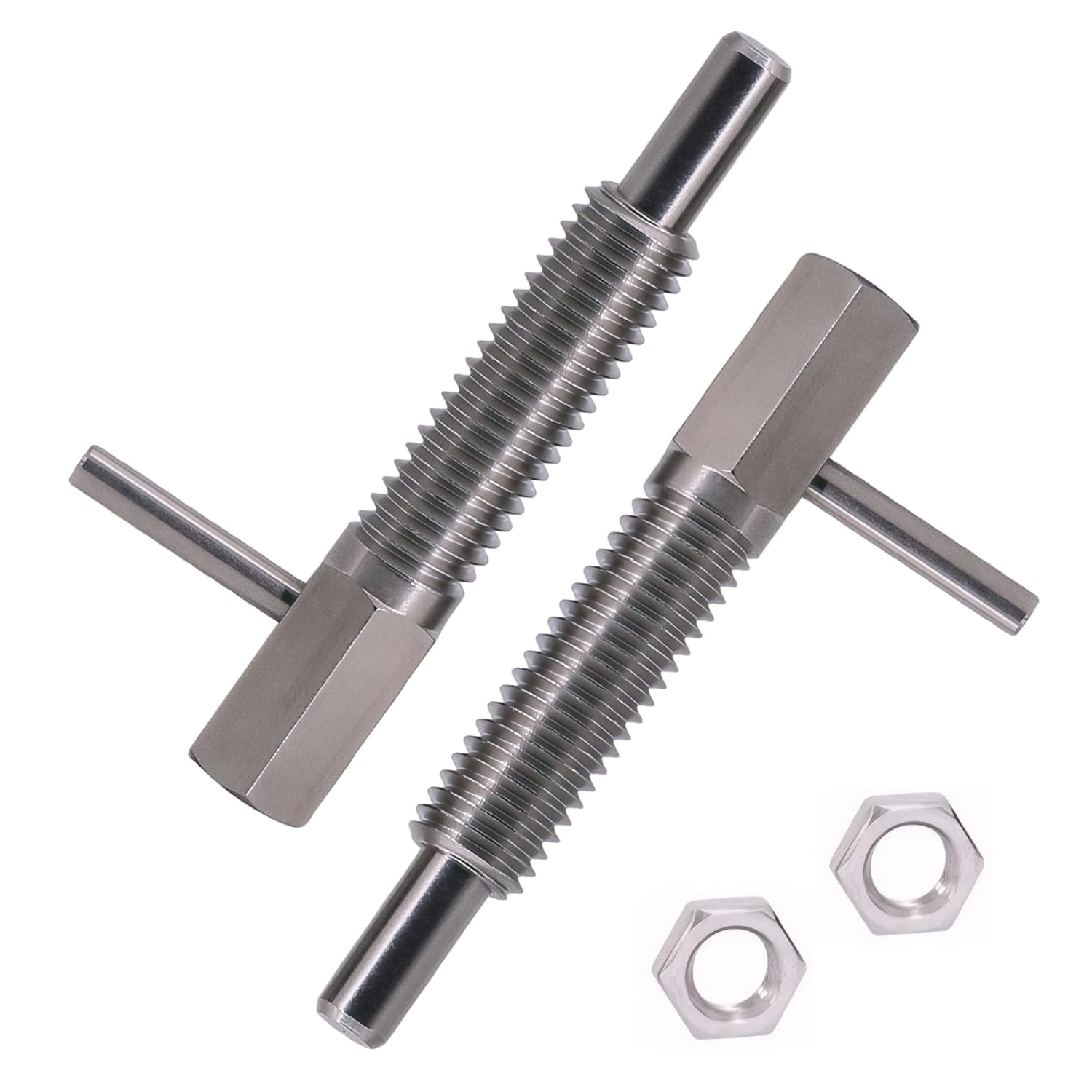 2 Pcs M8 Stainless Steel Retractable Indexing Plunger Pin with Nut Spring Loaded Telescopic Locking Pin L Handle