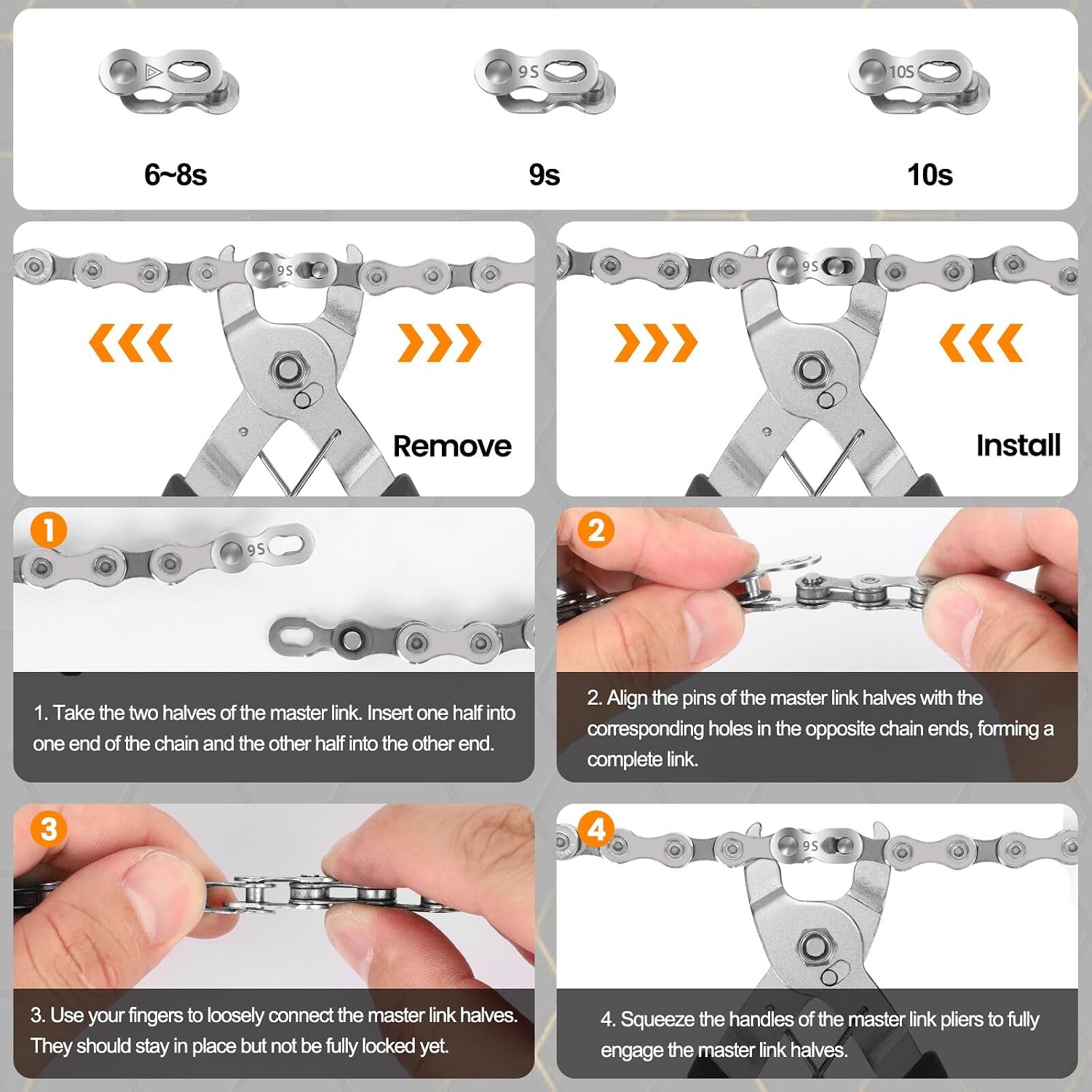 Oumers Bike Chain Repair Tools Set, Bicycle Chain Break Tool, Master Link Pliers, Bike Wear Checker Indicator Opener Closer Remover Pliers
