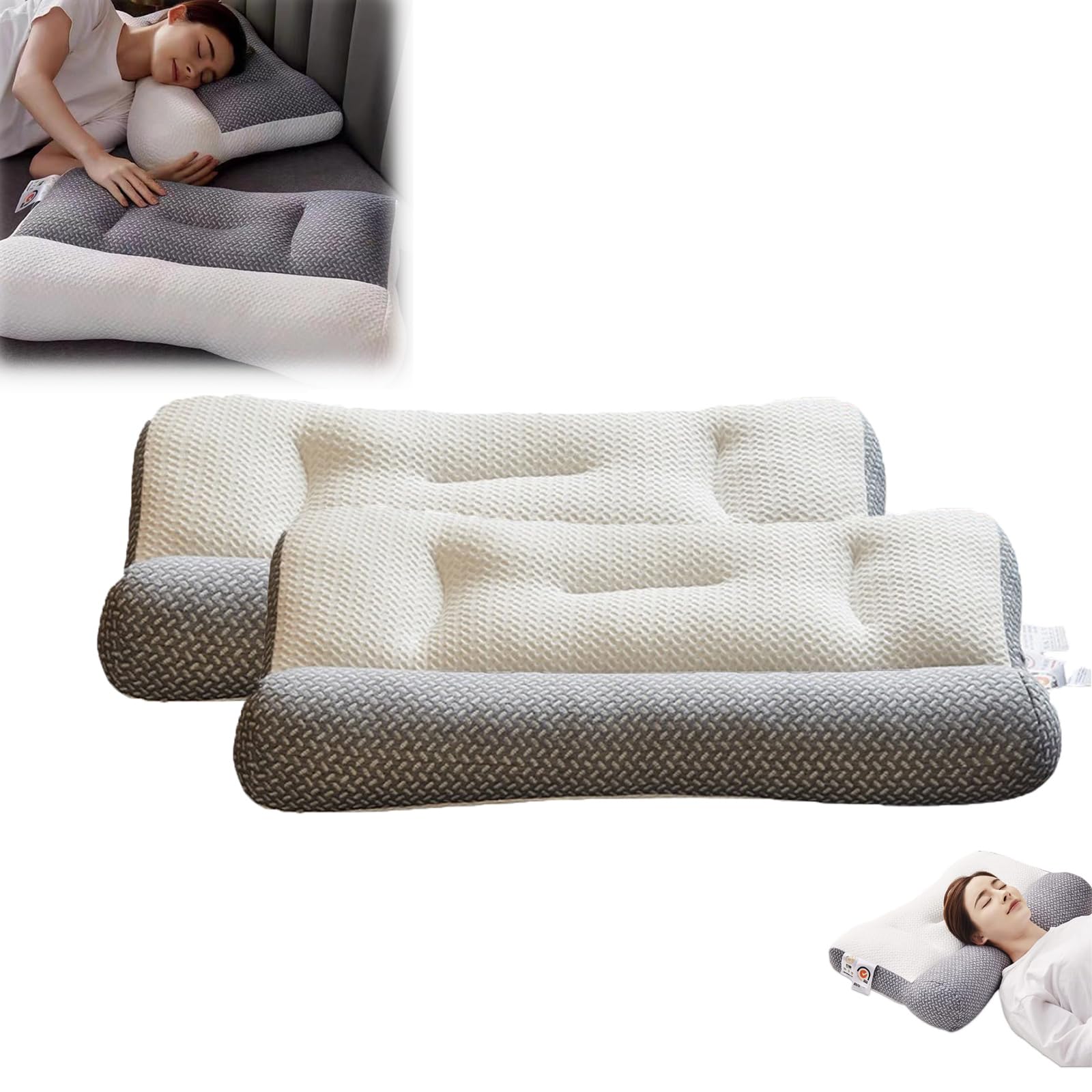 Almohada para la apnea del sueño y el dolor de cuello, almohada ergonómica de espuma viscoelástica para dormir de lado o de espalda, apoyo cervical para sueño profundo, alivio del dolor de hombro