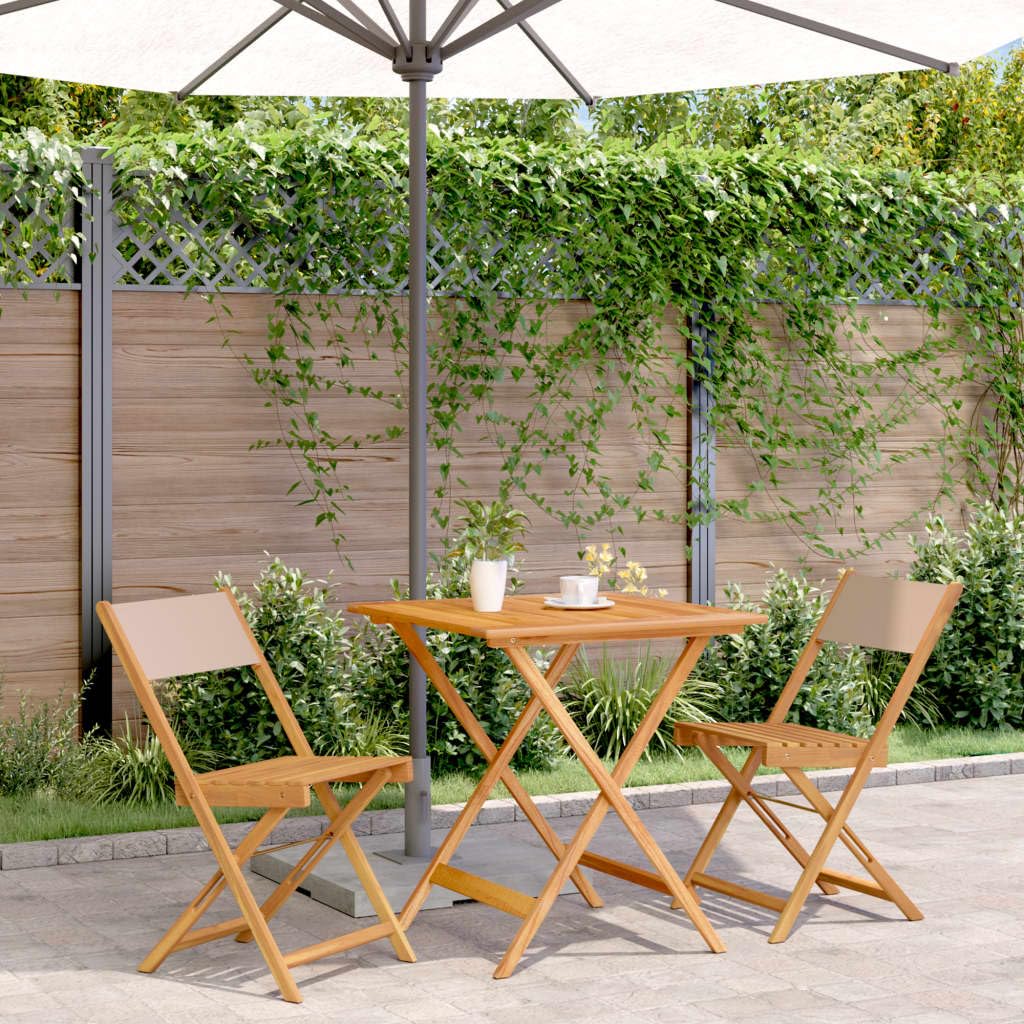 Ensemble bistrot 3 pièces bois massif pliable jardin balcon terrasse