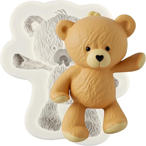 Moldes de silicona para fondant de oso para baby shower, decoración de pasteles de azúcar, decoración de cupcakes, pasta de goma de chocolate,