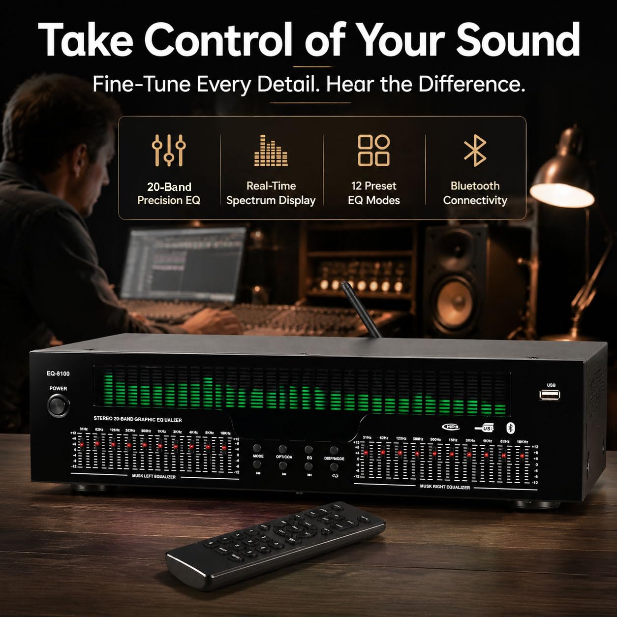 Amazon.com: EQ8100 20-Band Graphic Equalizer, 31-Band Spectrum