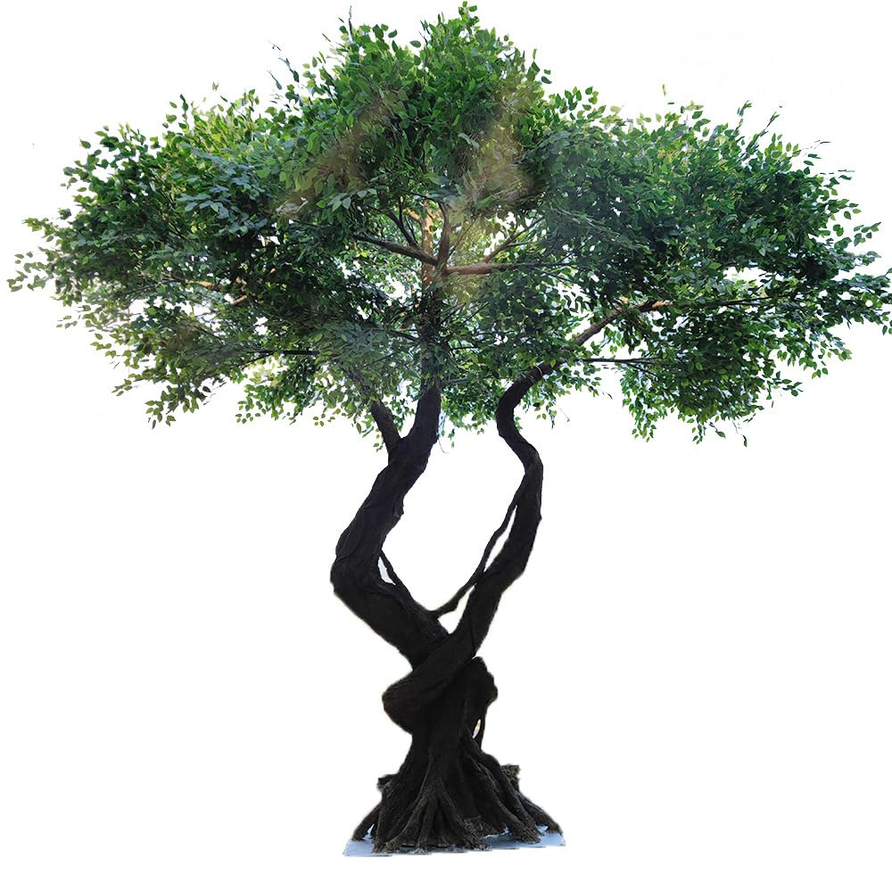 KIBONCY Simulated Banyan Tree, Indoor Simulated Banyan Tree Green Plants, Fiberglass Large Tree, Outdoor Artificial Landscape Banyan Tree B-9.8ft