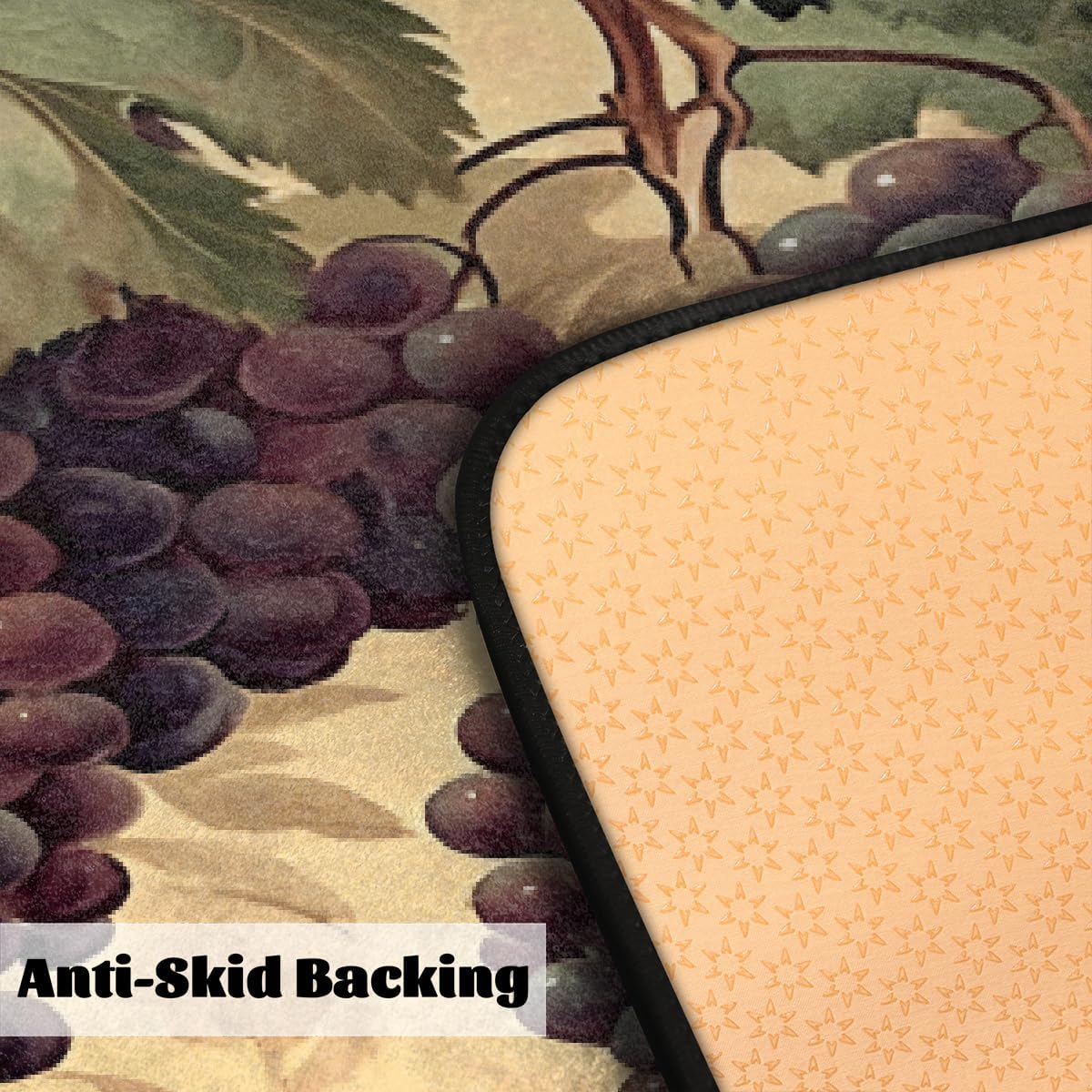 Vintage Grapes Grapevine Leaves Kitchen Rug Mats Anti Fatigue, Non Slip Doormat Comfort Standing Mat for Indoor Entryway Bedroom Garage Floor 39"x 20"