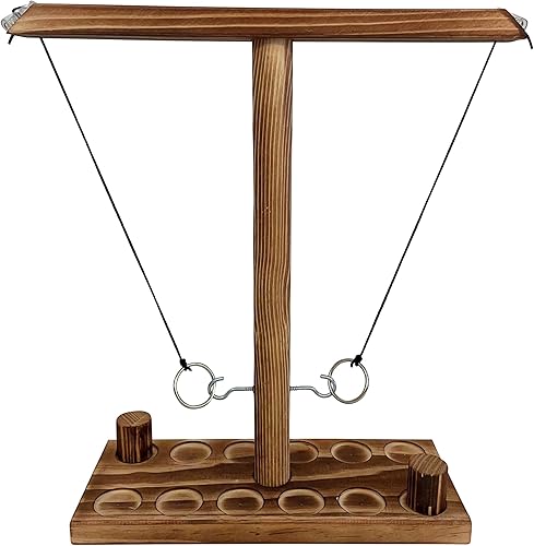 Juego de lanzamiento de gancho de anillo, gancho de madera y juego de lanzamiento de anillos con escalera de tiro para fiesta al aire libre, hecho a