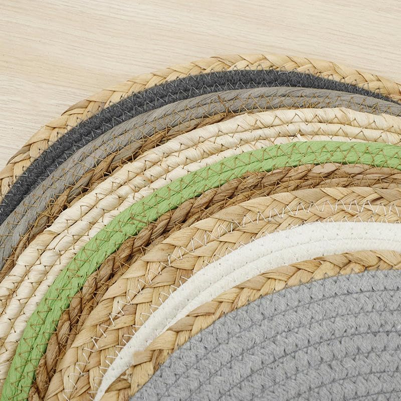 Set Di 6 Tovagliette Rotonde In Bucce Di Mais E Rattan | Stile Bohémien E Rustico Per Tavola Primaverile | Sottopiatto In Vimini Naturale - 5