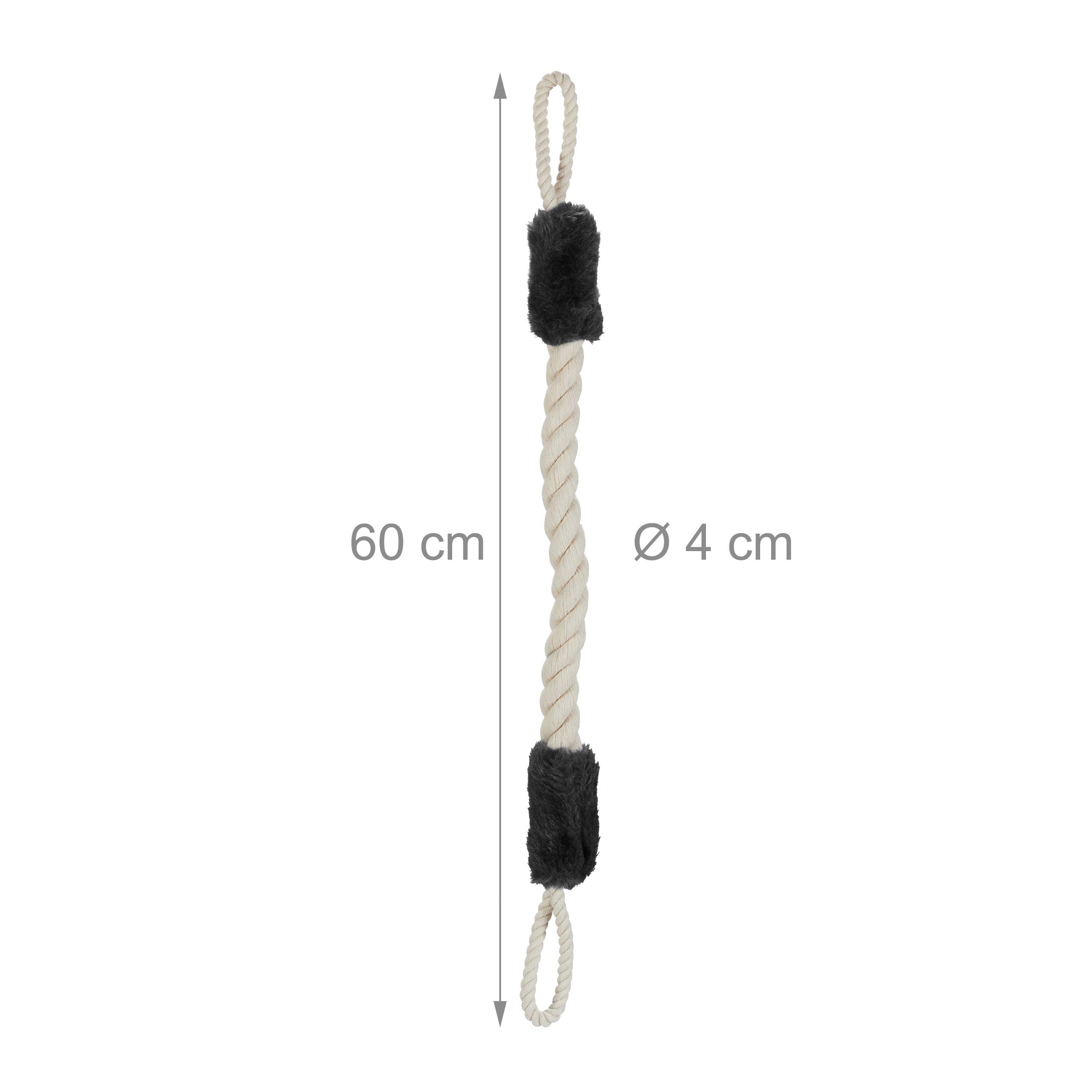 20x Fermaporta di Corda, Set Maxi, Paracolpi da Maniglia, Sicurezza Bambini & Animali, 60cm, Cotone, beige/nero