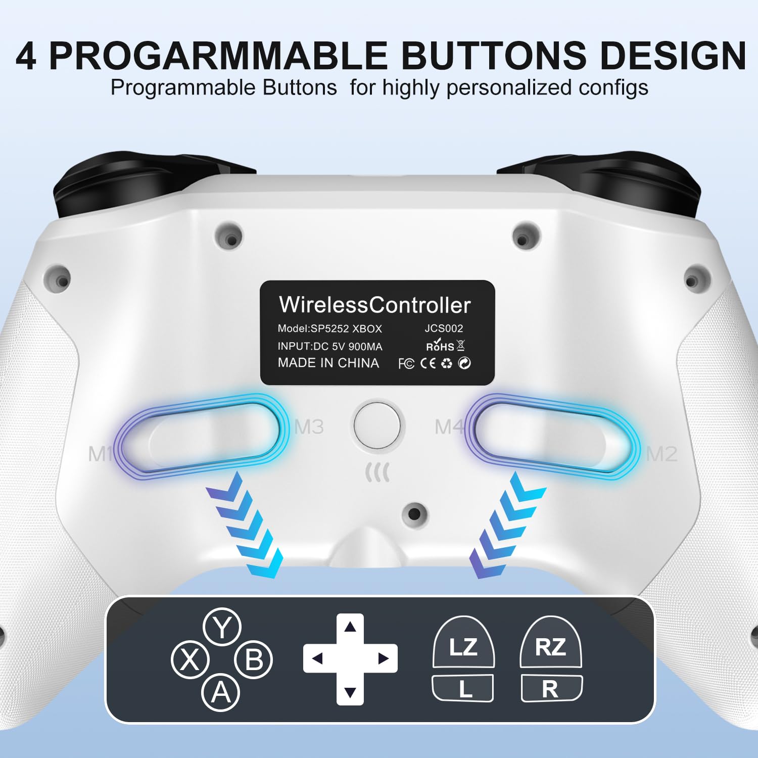 SWCTIM Xbox Controller Wireless für Xbox One, Xbox Series X/S, Xbox One X/S,2.4GHz RGB LED Licht Wireless Controller mit 3.5mm Kopfhörerbuchse,Weiß