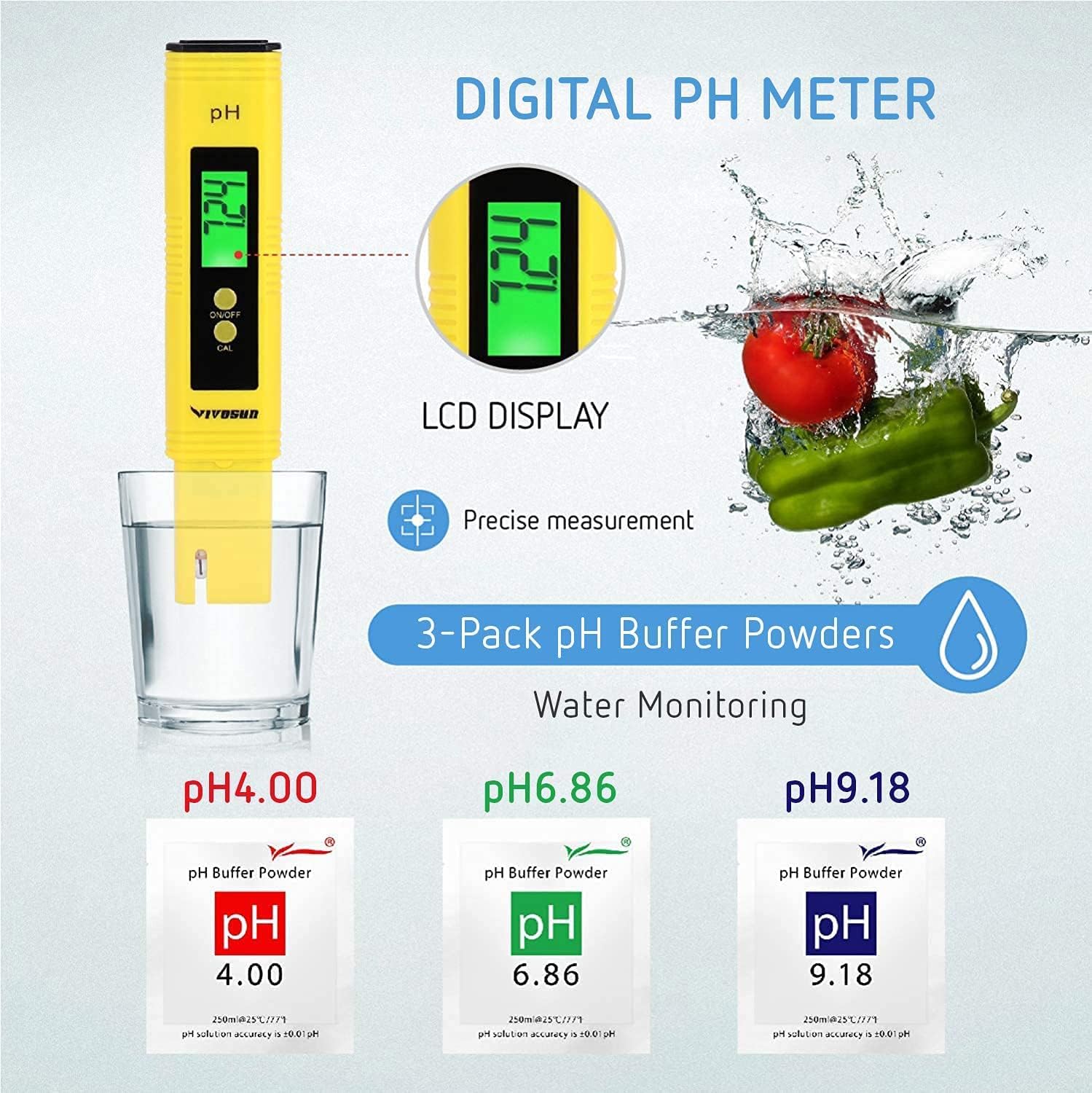 Buy VIVOSUN Digital PH Meter, 3in1TDS EC and Temperature Meter, Plant