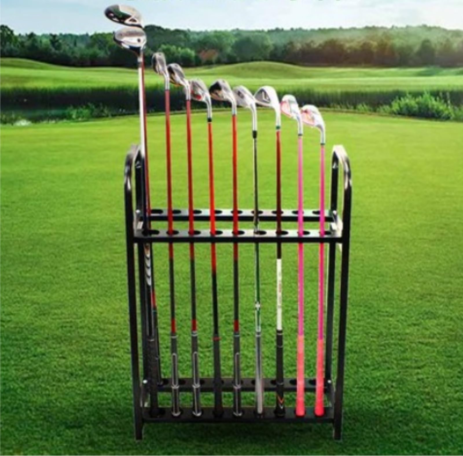 Scaffale portaoggetti per mazze da golf, organizer e espositore per fino a 27 putter, resistente supporto per attrezzatura da golf, ideale per casa e garage, design salvaspazio