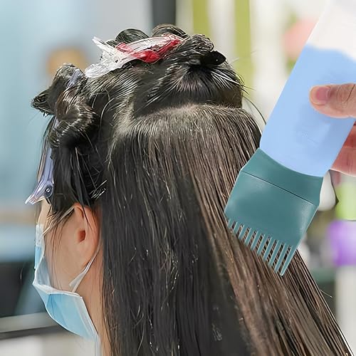 Miniatura 5 de Pimoys Botella aplicadora de aceite para el cabello, 6 onzas, paquete de 2 aplicadores de peine de raíz, botella de tinte para el cabello, cepillo