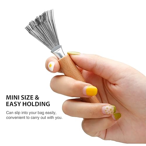 Miniatura 5 de 2 piezas de cepillo de pelo, herramienta de limpieza de peine, limpiador de cepillo de pelo, mini cepillo removedor de suciedad con rastrillo de