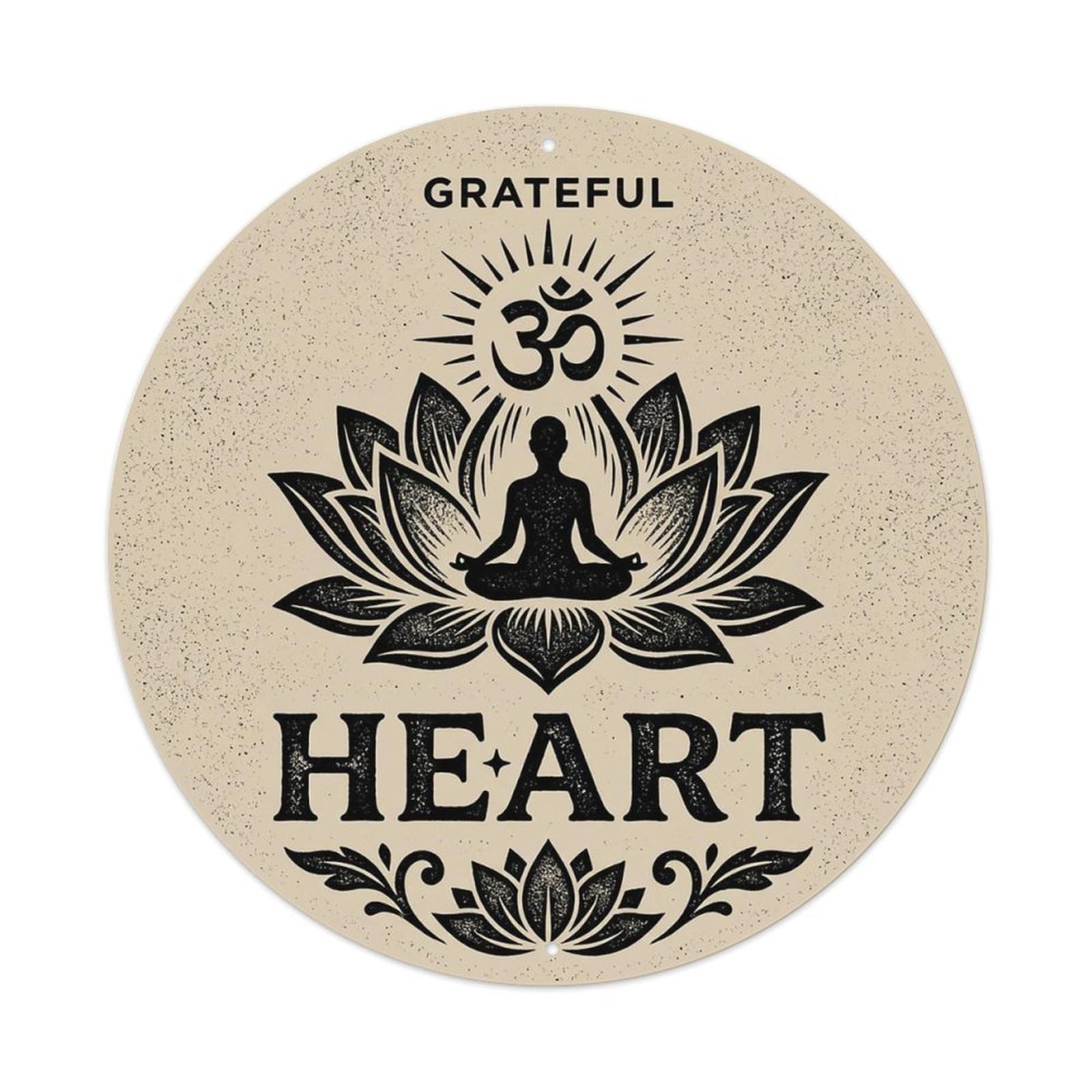 Zen Flower Meditation Den Gratitude Vintage Metal Tin Sign Plaque Wall Decor for Cafe, Club Bar, Office, Garden Metal Poster 8x8Inch