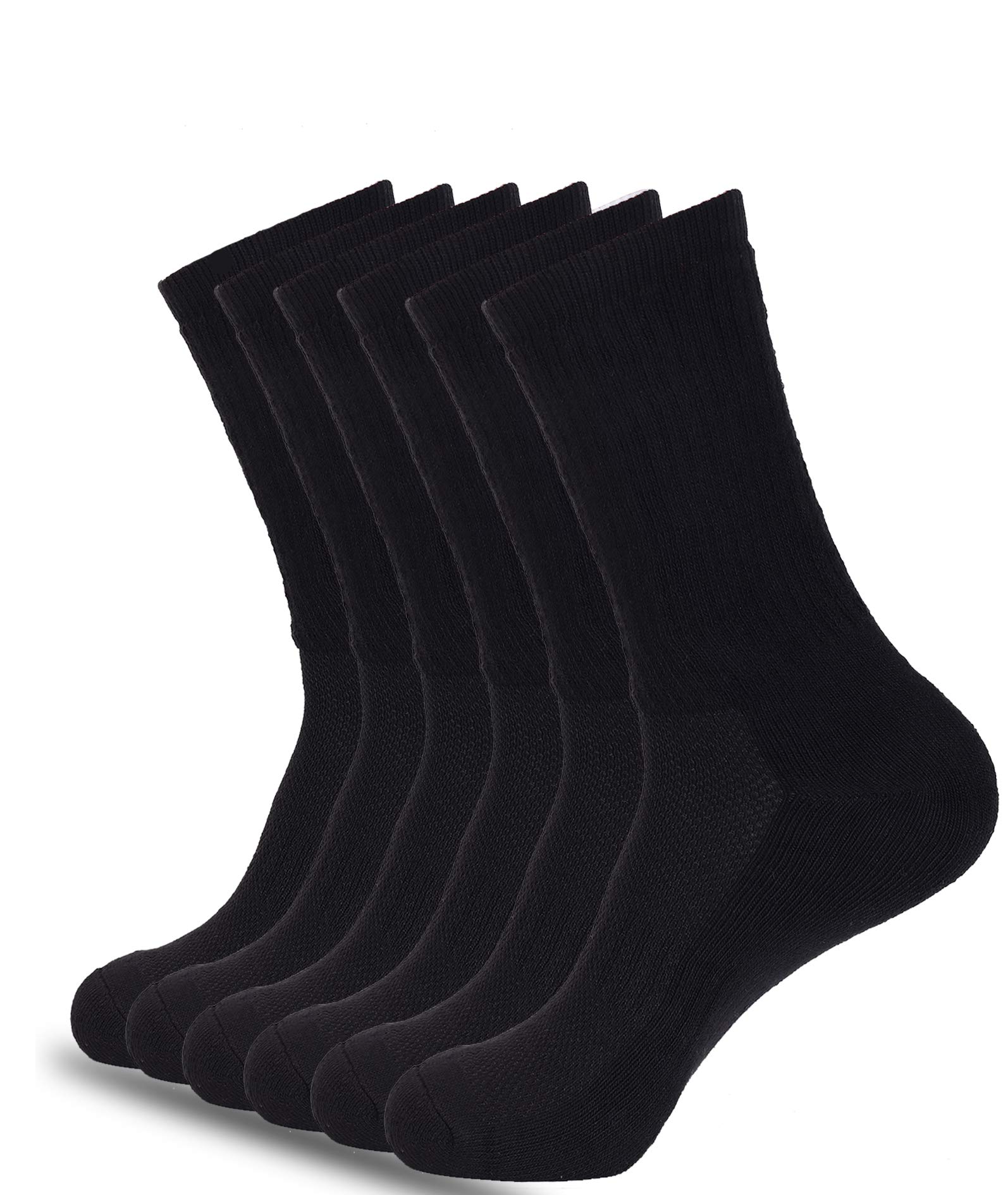1SOCK2SOCK6 Pack Athletic Performance Crew Socks For Men and Women - Soft Cotton Blend with Moisture Wicking, Arch Support