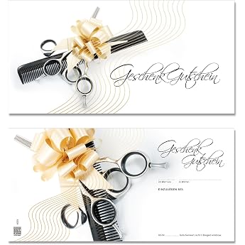 'Pack of 10 Gift Voucher Cards "Hairdressing Pouches DIN Long for Coiffeure, Hair Stylist Studio K9284