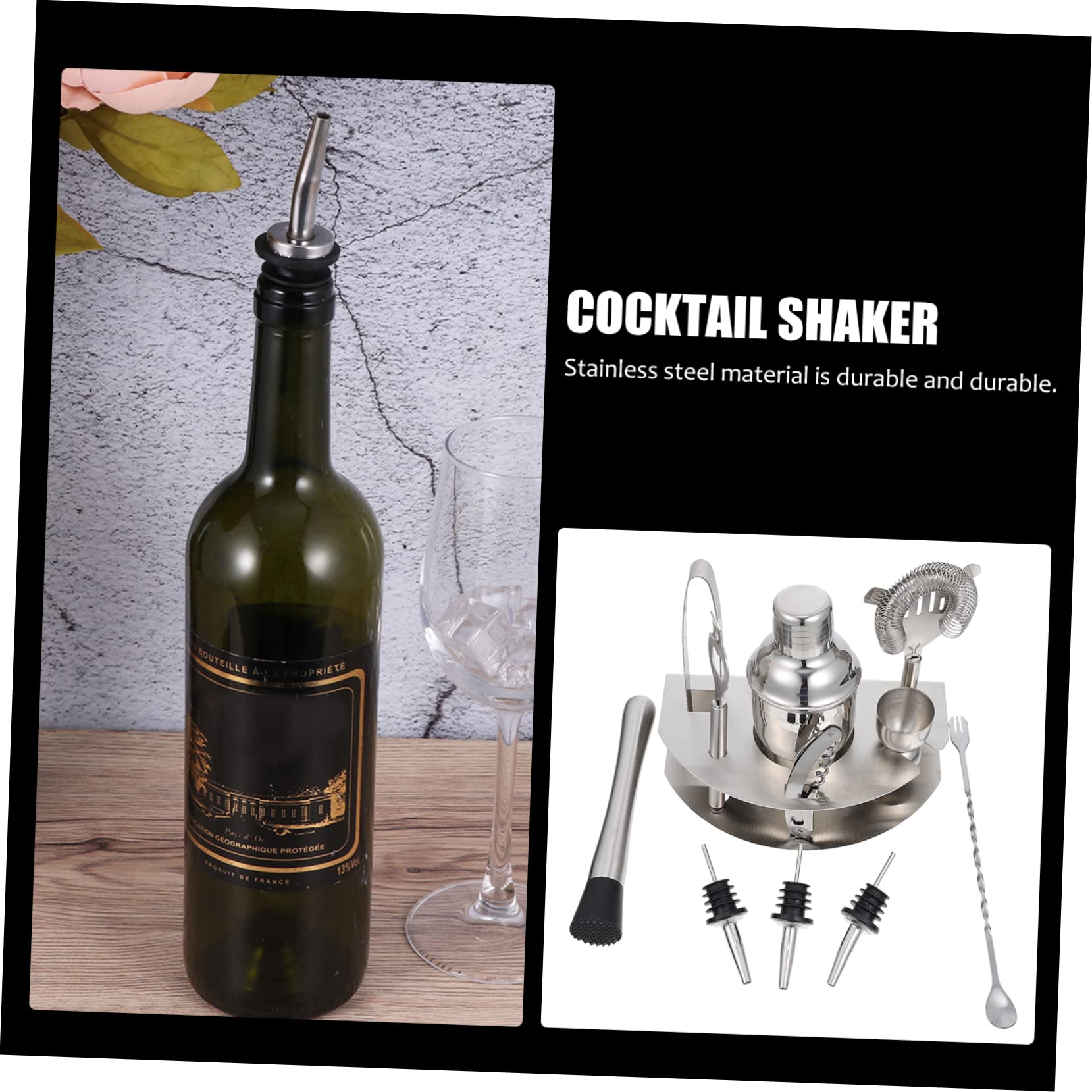 YARNOW Kit Shaker per Cocktail in Acciaio Inox, 12 Pezzi, Professionale e Portatile, per Bar e Casa, per Miscelare Bevande e Aperitivi
