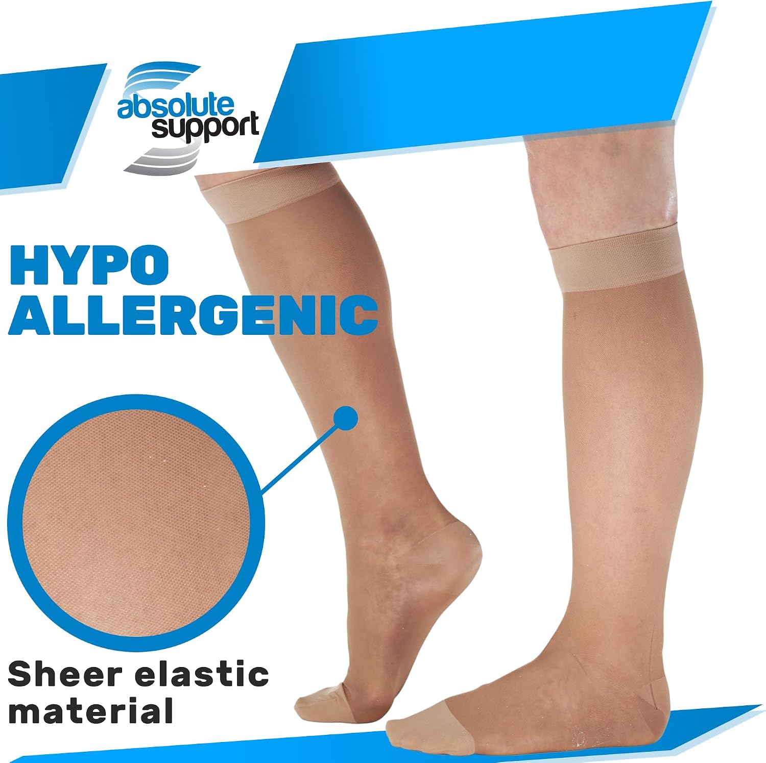 ABSOLUTE SUPPORT Made in USA Women Travel Sheer Compression Socks – 20-30 mmHg Support for Flights, Swelling & Circulation Stockings