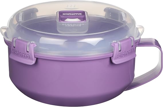 Sistema Microwave Breakfast Bowl | Round Microwave Container with Lid | 850 ml | BPA-Free | Assorted Colours (Varies by Pack)