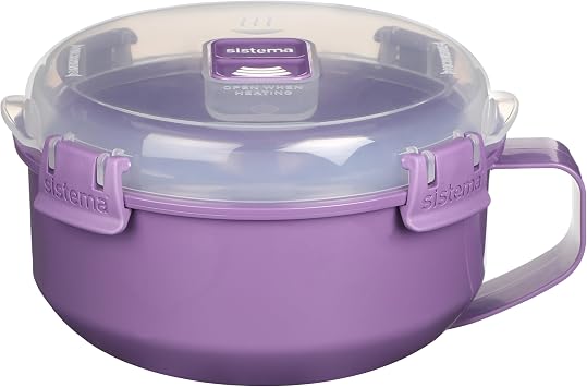 Sistema Microwave Breakfast Bowl | Round Microwave Container with Lid | 850 ml | BPA-Free | Assorted Colours (Varies by Pack)