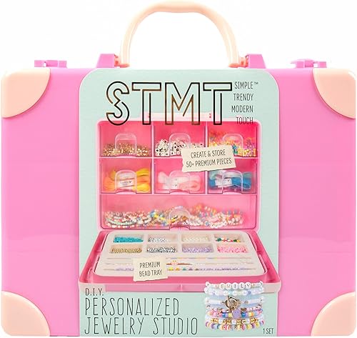 Miniatura 2 de STMT Estudio de joyería personalizado, crea más de 50 piezas premium, kit de fabricación de pulseras de moda, incluye dijes de pulsera de metal,