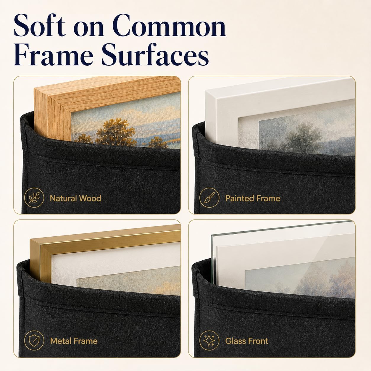 30 x 40 in Felt Picture Frame Moving Bags, 2-Pack, 2mm Thick, Black