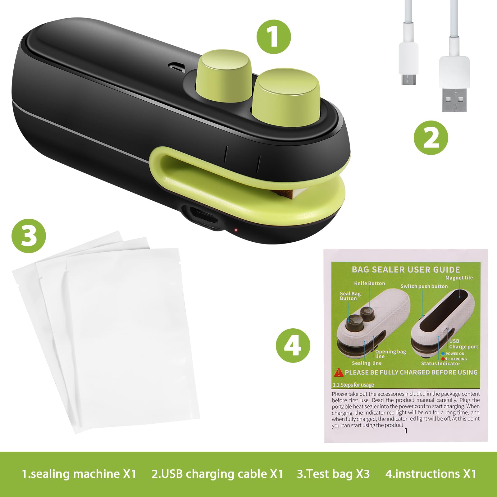 FEPPO Mini Bag Sealer, 2 In 1 Bag Sealer Heat Seal With Cutter And With Lanyard, Mini Bag Resealer Machine For Plastic Bags Snack Bags Food Storage (Batteries Included