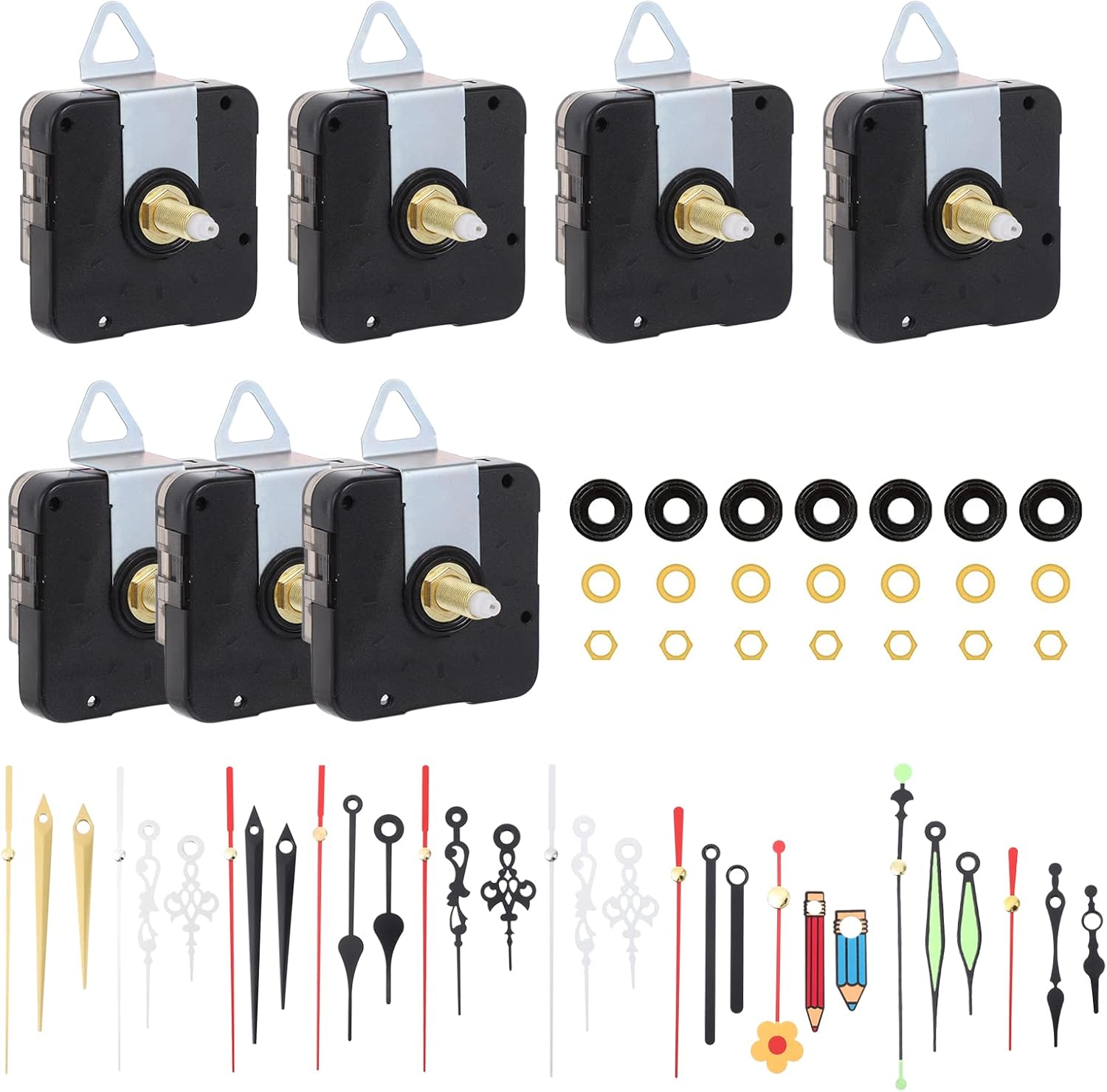 DOITOOL 7sets High Torque Quartz Clock Movement Kit Clock Mechanism Replacement Different Hands for Repairing and Customizing