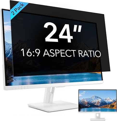 Paquete de 2 pantallas de privacidad de computadora de 24 pulgadas para monitor de pantalla ancha de relación de aspecto 16:9, protección ocular